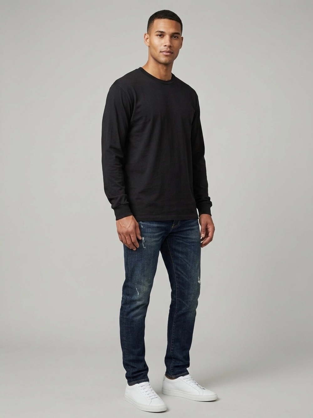 JOHN ELLIOTT Mens Black Long Sleeve T Shirt Size 2 M Medium Made in USA Cotton